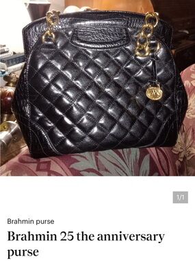 Brahmin 25th Anniversary Edition, Black Quilted Leather Shoulder Bag